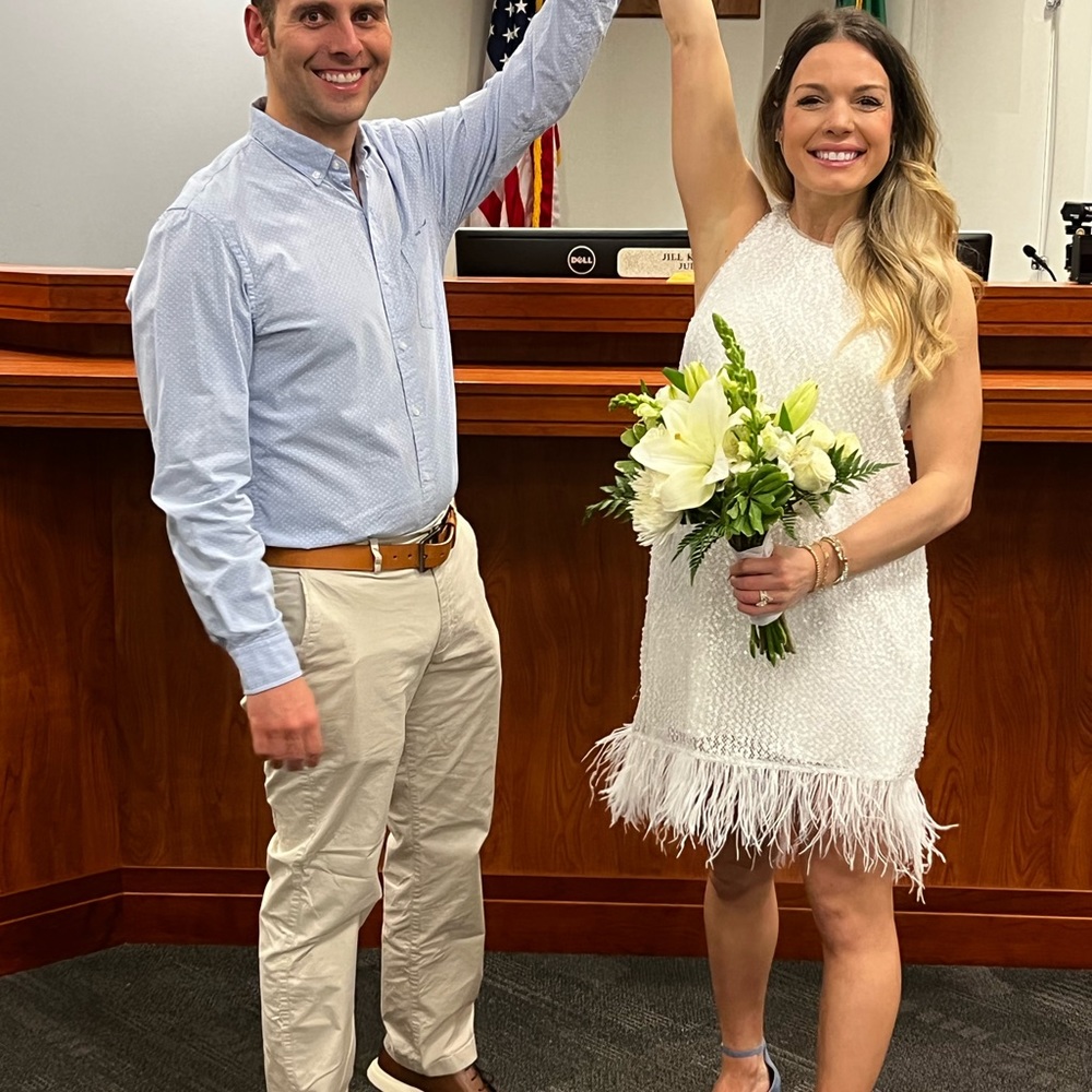 Aidan Mattox Sequined Feather Trimmed Shift Dress - image 1